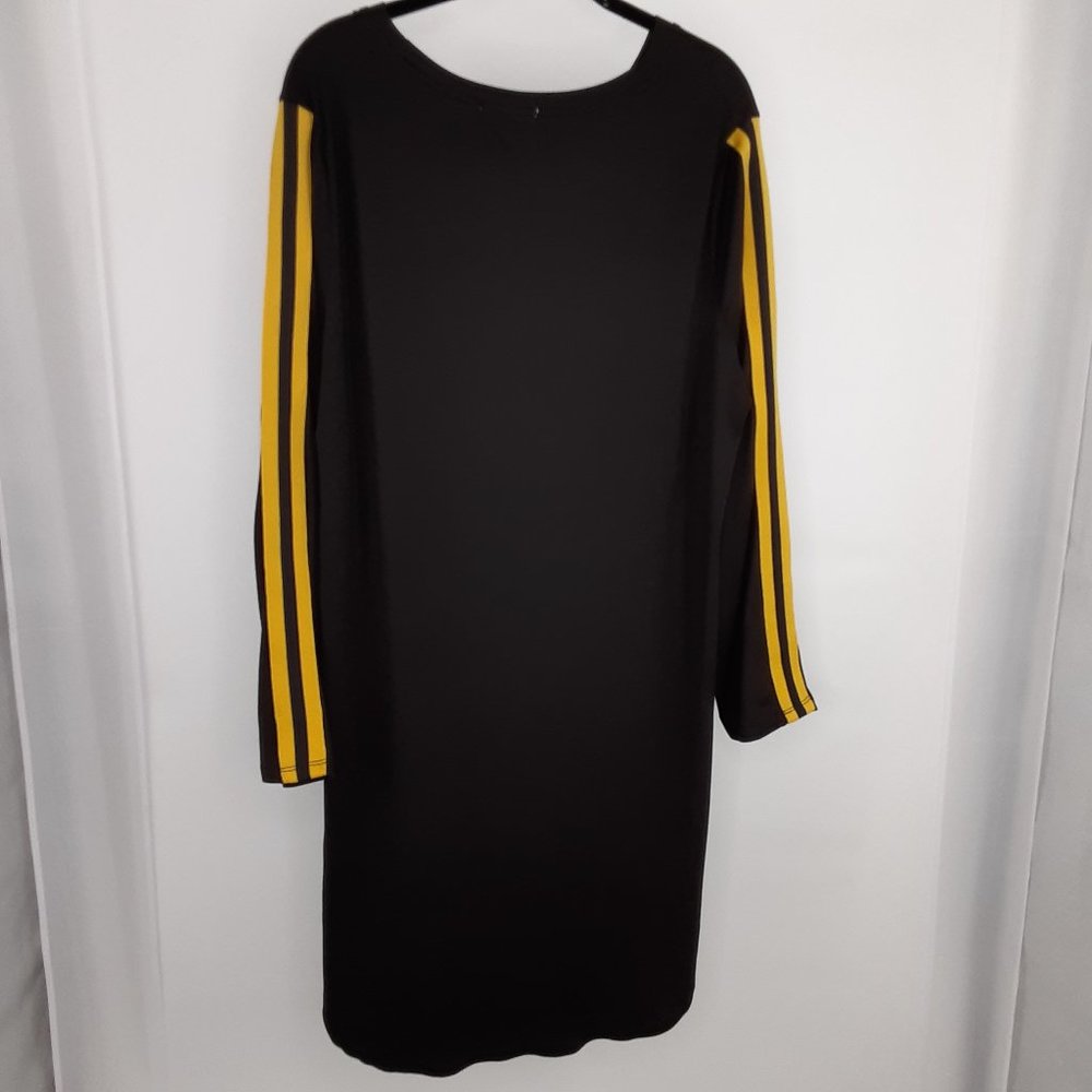 LOVE J- Cozy, Stretchy T-Shirt Dress- Racing Stripe Sleeves- Women's 2X